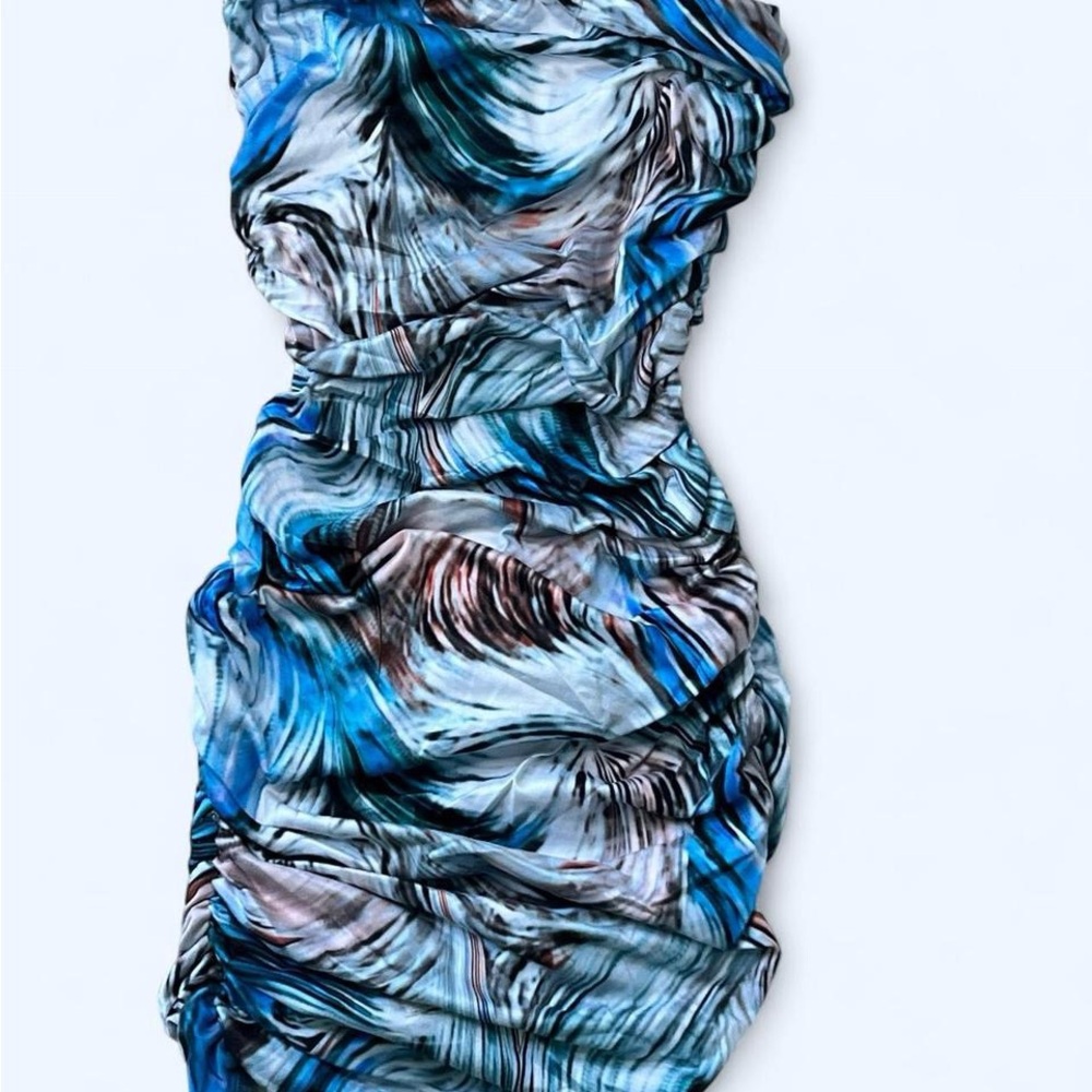 Blue Print Bodycon Dress